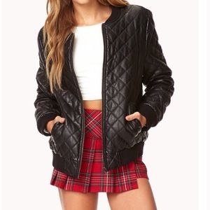 Faux Leather Bomber Jacket